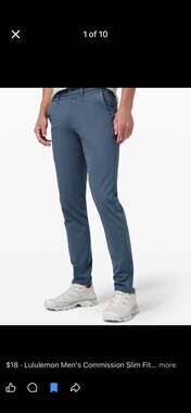 Lululemon ABC Commission Slim Fit, Casual Tech Chino, Warpstreme,Blue, 34x28